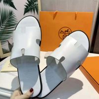 Hermes Men Izmir Sandal in Calfskin with Iconic “H”-White