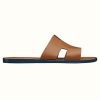 Hermes Unisex Izmir Sandal in Calfskin with Iconic "H"-Brown