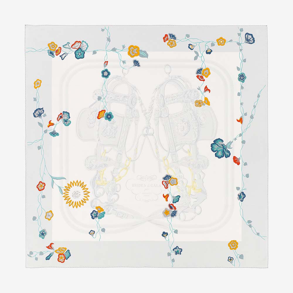 Hermes Women Brides Fleuries Scarf 90