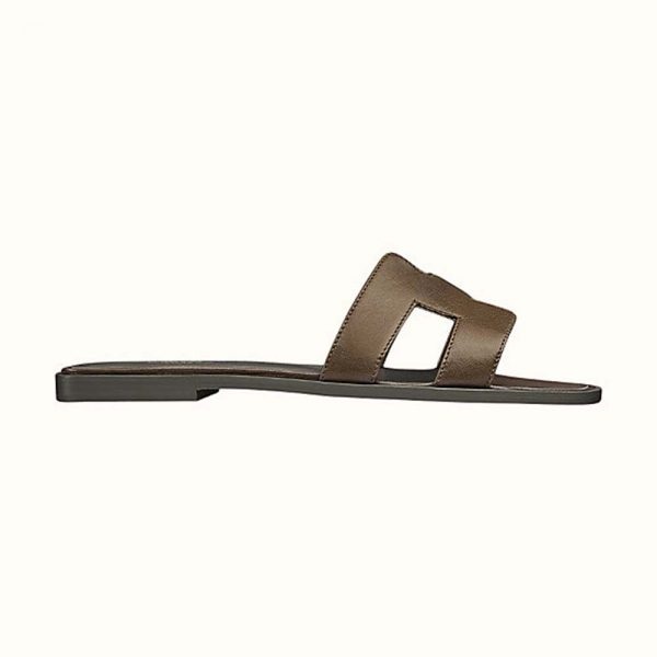 Hermes Women Oran Sandal Epsom Calfskin Iconic “H” Cut-Out-Brown