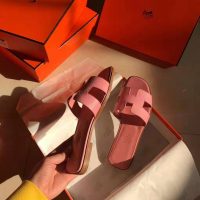 Hermes Women Oran Sandal Epsom Calfskin Iconic “H” Cut-Out-Pink