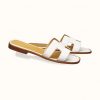 Hermes Women Oran Sandal Patent Calfskin Iconic "H"-White