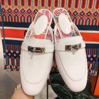 Hermes Women Oz Mule Goatskin “Brides De Gala Shadow”-White