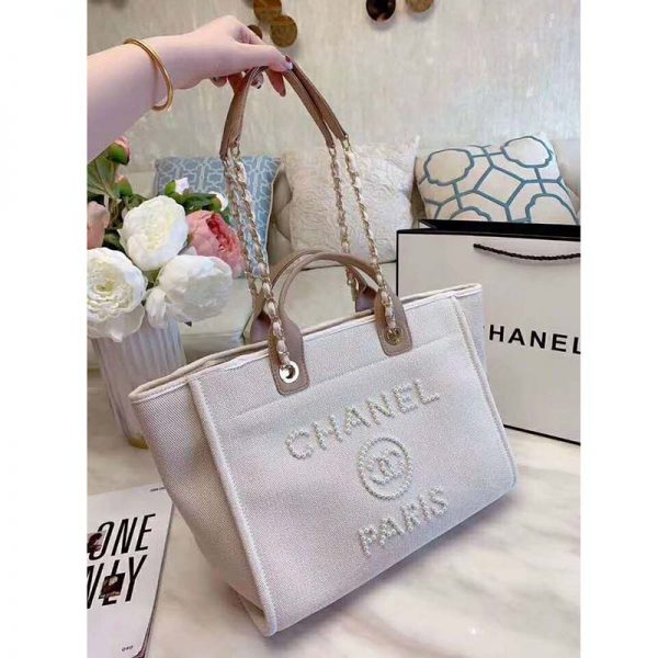 Chanel Women Shopping Bag Mixed Fibers Imitation Pearls & Gold-Tone Metal (9)