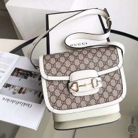 Gucci GG Women Gucci 1955 Horsebit Small Shoulder Bag-White