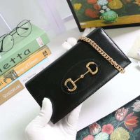 Gucci GG Women Gucci 1955 Horsebit Wallet with Chain-Black