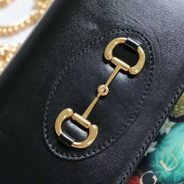 Gucci GG Women Gucci 1955 Horsebit Wallet with Chain-Black (4)