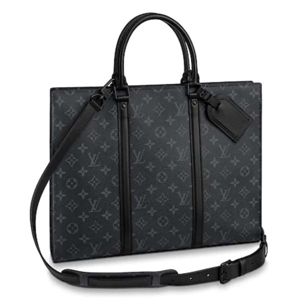 Louis Vuitton LV Men Sac Plat Horizontal Zipper Monogram Eclipse Canvas