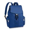 Louis Vuitton LV Unisex Outdoor Backpack Taiga Cowhide Leather-Blue