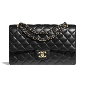 Chanel Women Classic Handbag in Lambskin Leather-Black