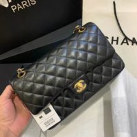 Chanel Women Classic Handbag in Lambskin Leather-Black