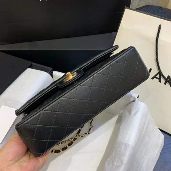Chanel Women Classic Handbag in Lambskin Leather-Black (7)