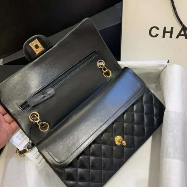 Chanel Women Classic Handbag in Lambskin Leather-Black (8)