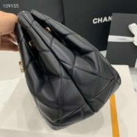 Chanel Women Drawstring Bag Aged Calfskin & Silver-Tone Metal-Black