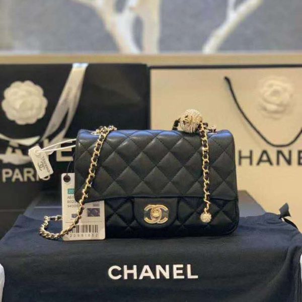Chanel Women Flap Bag Lambskin & Gold-Tone Metal-Black (6)