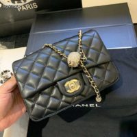 Chanel Women Flap Bag Lambskin & Gold-Tone Metal-Black