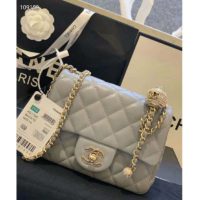 Chanel Women Flap Bag Lambskin & Gold-Tone Metal-Grey