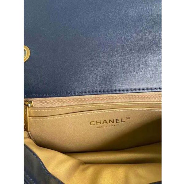 Chanel Women Flap Bag Lambskin & Gold-Tone Metal-Navy (10)