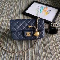 Chanel Women Flap Bag Lambskin & Gold-Tone Metal-Navy