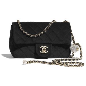 Chanel Women Flap Bag Velvet Strass & Silver-Tone Metal-Black