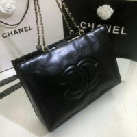 Chanel Women Shopping Bag Shiny Aged Calfskin & Gold-Tone Metal