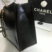 Chanel Women Shopping Bag Shiny Aged Calfskin & Gold-Tone Metal