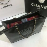 Chanel Women Shopping Bag Shiny Aged Calfskin & Gold-Tone Metal