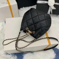 Chanel Women Small Drawstring Bag Lambskin & Gold-Tone Metal-Black