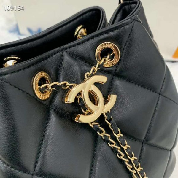 Chanel Women Small Drawstring Bag Lambskin & Gold-Tone Metal-Black (3)