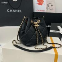 Chanel Women Small Drawstring Bag Lambskin & Gold-Tone Metal-Black