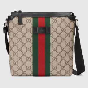 Gucci GG Men Web GG Supreme Flat Messenger Supreme Canvas