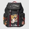 Gucci GG Unisex Backpack with Embroidery Black Techno Canvas