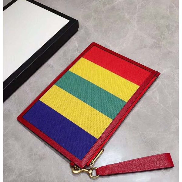 Gucci GG Unisex Baiadera Stripe Canvas Pouch Gucci Script Logo (4)