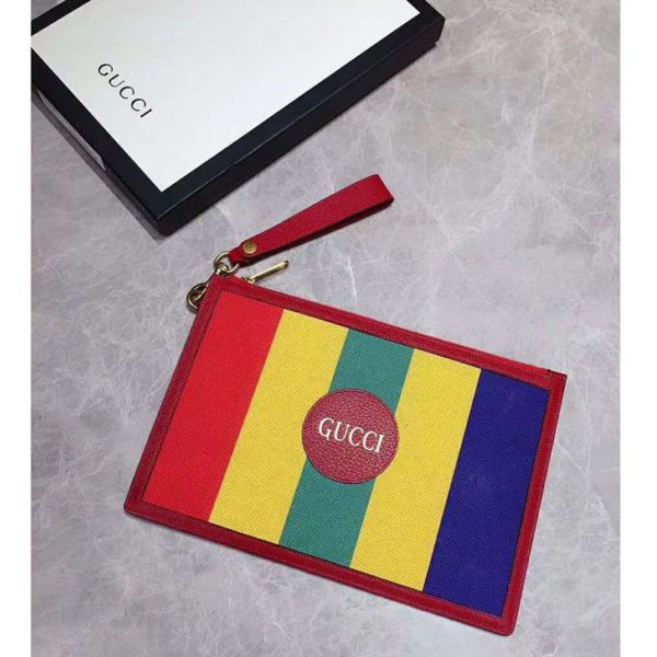 Gucci GG Unisex Baiadera Stripe Canvas Pouch Gucci Script Logo (8)