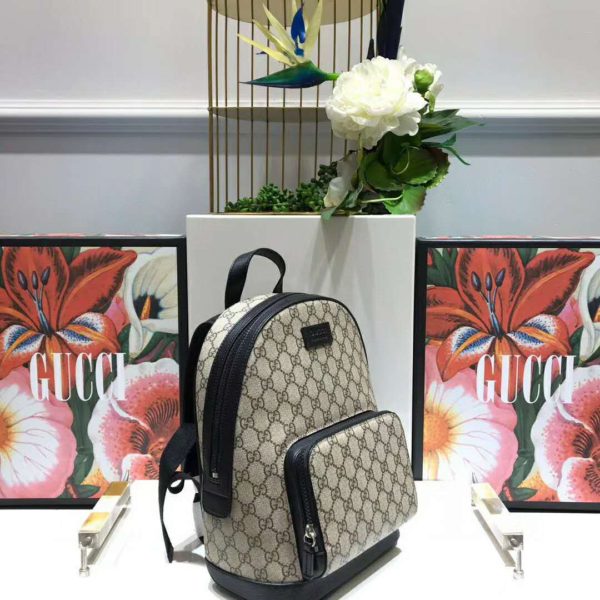 Gucci GG Unisex Eden Small Backpack BeigeEbony GG Supreme Canvas (4)