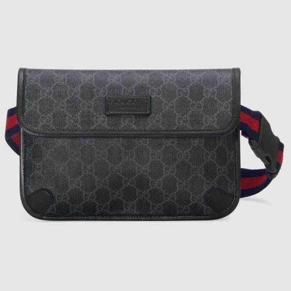 Gucci GG Unisex GG Black Belt Bag GG Supreme Canvas