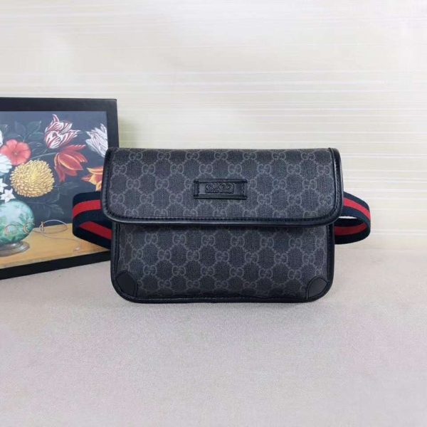 Gucci GG Unisex GG Black Belt Bag GG Supreme Canvas (4)