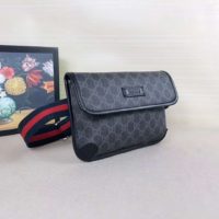 Gucci GG Unisex GG Black Belt Bag GG Supreme Canvas