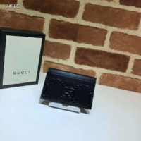 Gucci GG Unisex GG Embossed Card Case Black GG Embossed Leather