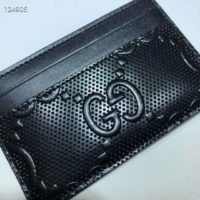 Gucci GG Unisex GG Embossed Card Case Black GG Embossed Leather