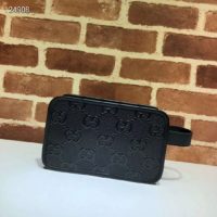 Gucci GG Unisex GG Embossed Cosmetic Case Black Embossed Leather