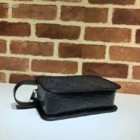 Gucci GG Unisex GG Embossed Cosmetic Case Black Embossed Leather