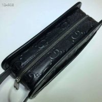Gucci GG Unisex GG Embossed Cosmetic Case Black Embossed Leather
