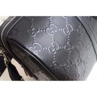 Gucci GG Unisex GG Embossed Duffle Bag Black Embossed Leather