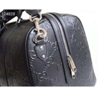 Gucci GG Unisex GG Embossed Duffle Bag Black Embossed Leather