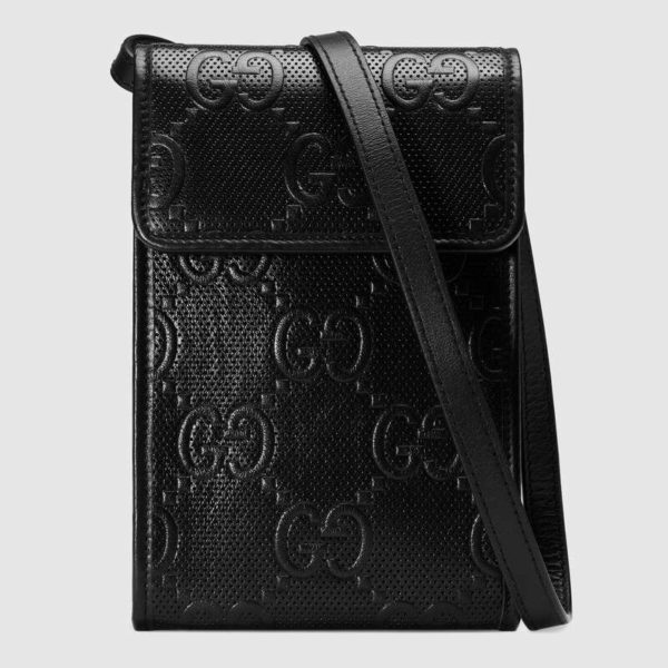 Gucci GG Unisex GG Embossed Mini Bag Black Embossed Leather