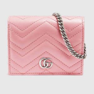 Gucci GG Unisex GG Marmont Card Case Wallet Matelassé Chevron