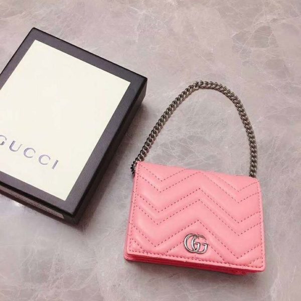 Gucci GG Unisex GG Marmont Card Case Wallet Matelassé Chevron (2)