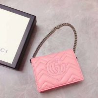 Gucci GG Unisex GG Marmont Card Case Wallet Matelassé Chevron