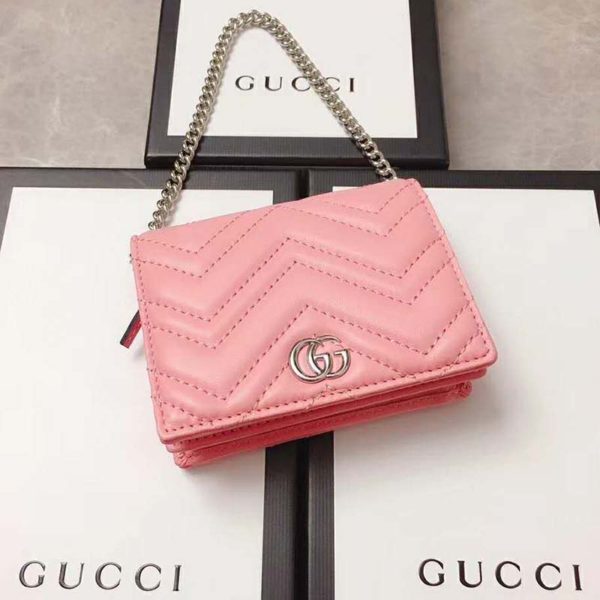Gucci GG Unisex GG Marmont Card Case Wallet Matelassé Chevron (8)